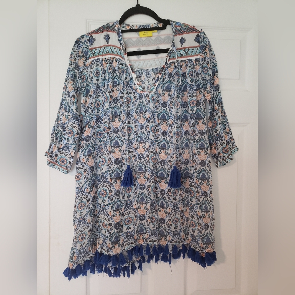 Roberta Roller Rabbit Bohemian Blue Floral Women's Top XS